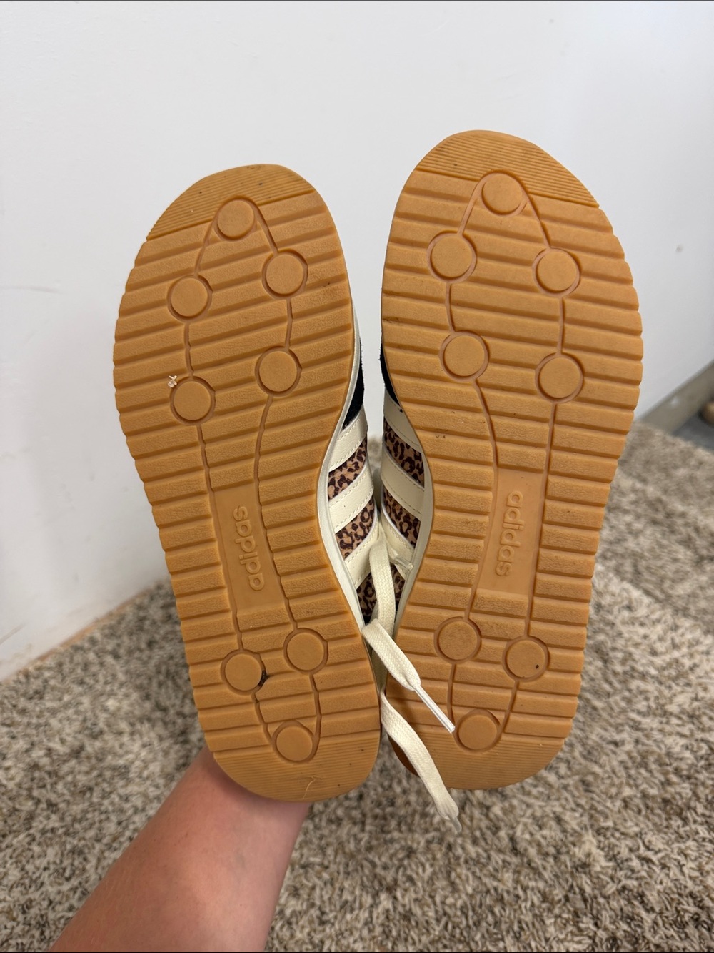 adidas Leopard-Pattern Low-Top Sneakers in Black, Tan & Cream - Picture 6 of 6